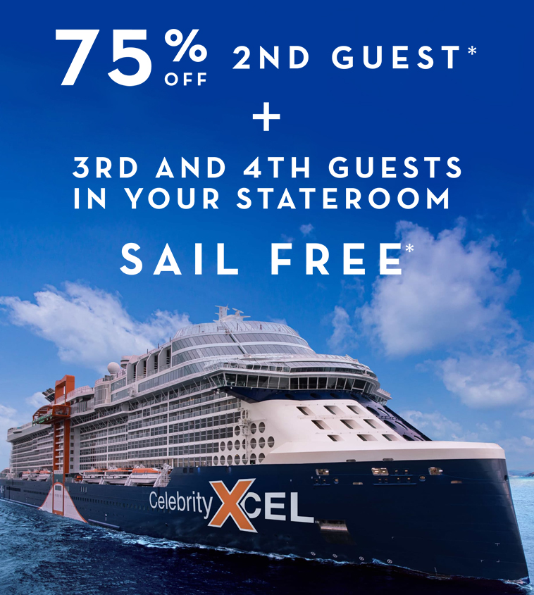 Celebrity Cruises: 75% Off 2nd Guest + 3rd & 4th Guest Sail Free