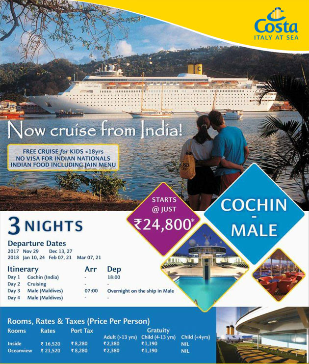 Kochi to Male 4 nights 