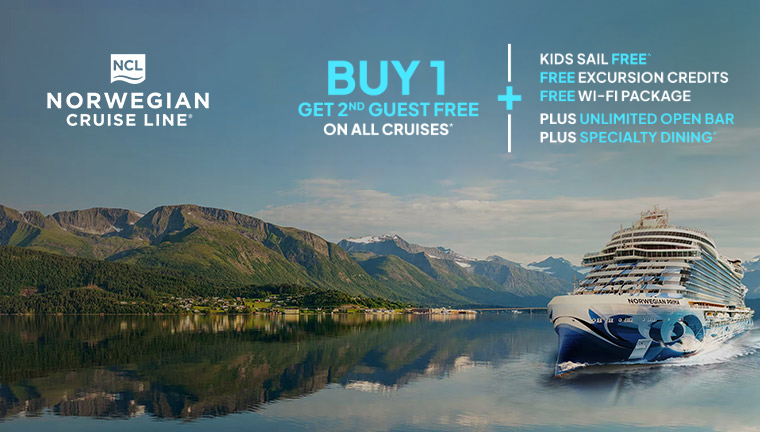 NCL: Second Guest Free on All Cruises + Free at Sea™ + FREE Upgrades on All Sailings