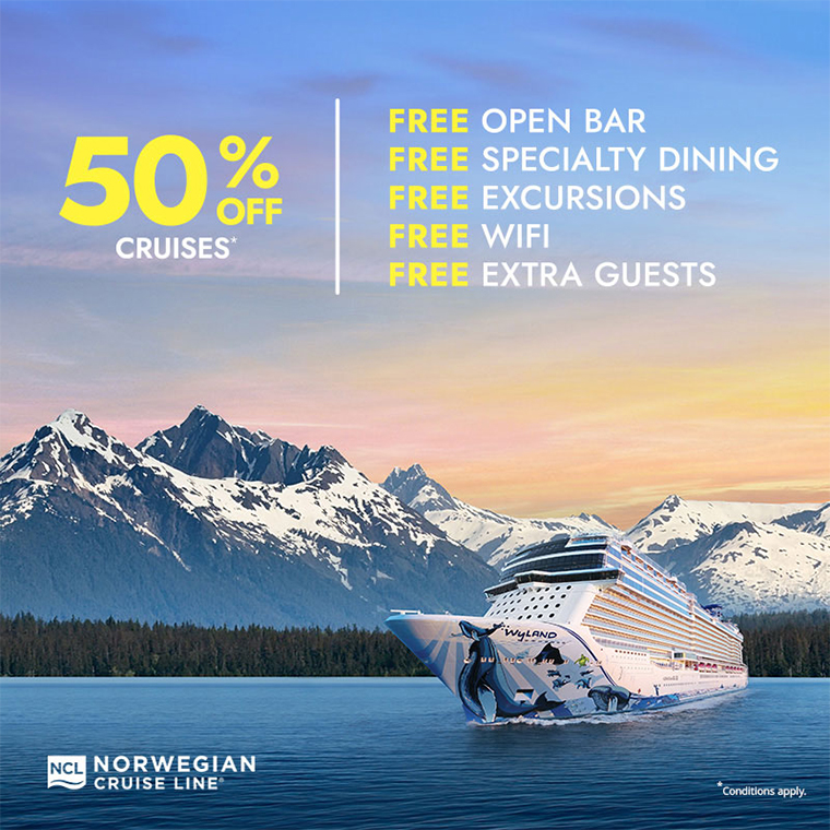 NCL Cruises: 50% off cruises + Five Free Offers