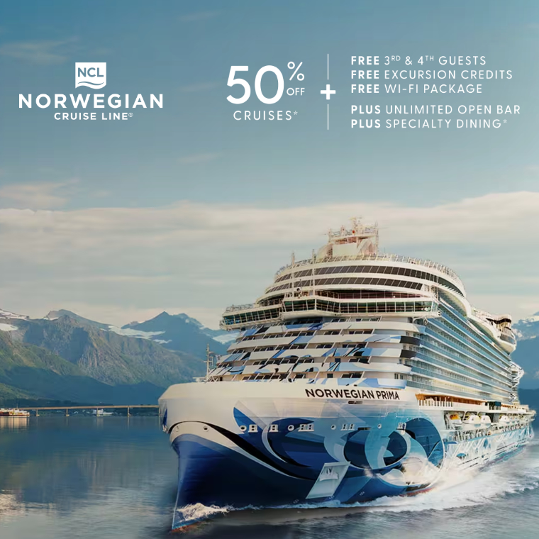 NCL: 50% Off Cruises + Free at Sea Offers 