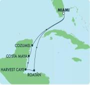 7 nights, Caribbean Return Trip Miami: Harvest Caye, Cozumel & Roatan